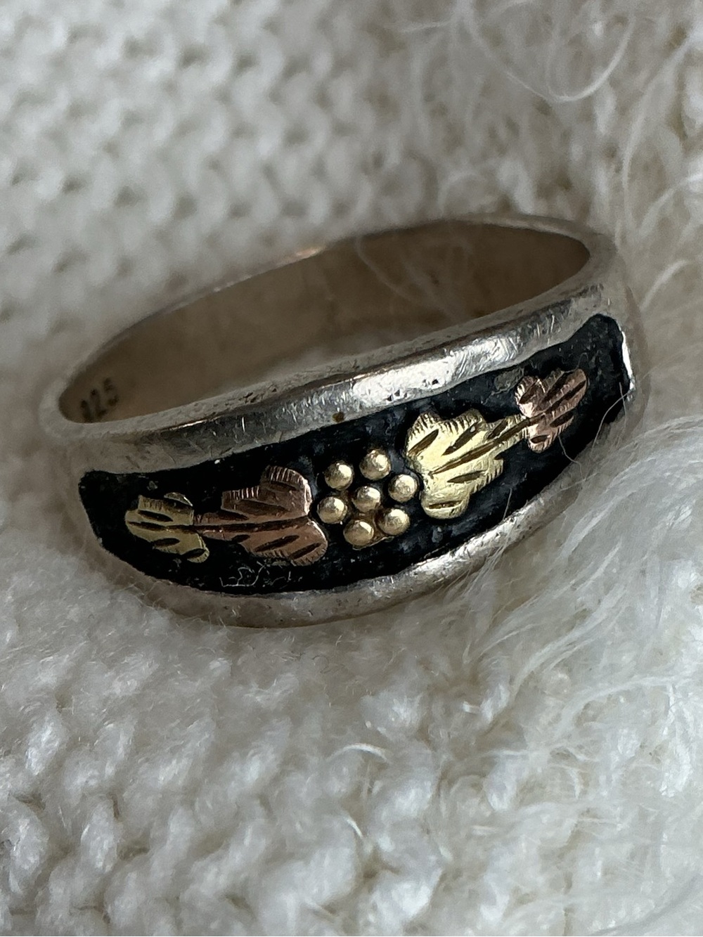 Vintage Dakota Designs .925 Signature Leaf and Flower Ring size 12